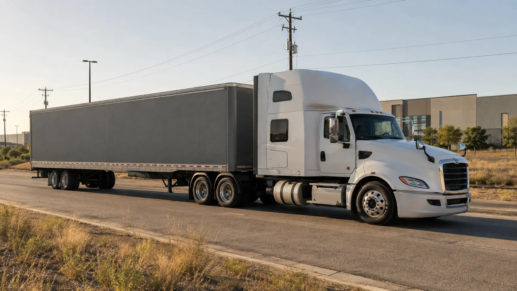 Unbranded semi-truck on an Austin-area industrial road